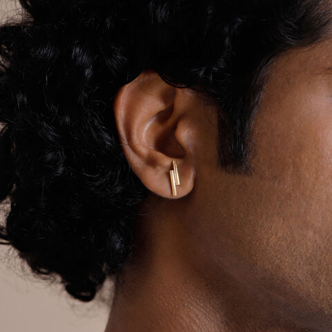 Tactile Linear Gold Stud Earrings
