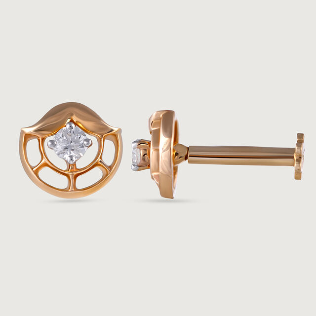 Paisley Sparkle Gold and Diamond Nose Pin,,hi-res image number null