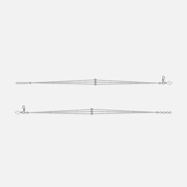 Triple Bead Silver Anklet,,hi-res image number null