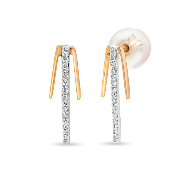 14KT Yellow-White and Rose Gold Stud Earring,,hi-res view 2