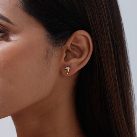 Sculpted Fold Diamond Stud Earrings