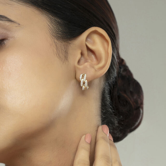 Twist Charm Gold & Diamond Hoop Earrings,,hi-res image number null