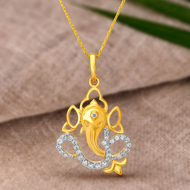 Traditional Divine Diamond Ganesha Religious Pendant