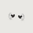 Chic Heart Silver Hoop Earrings,,hi-res view 3