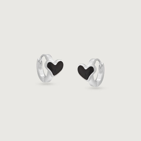 Chic Heart Silver Hoop Earrings