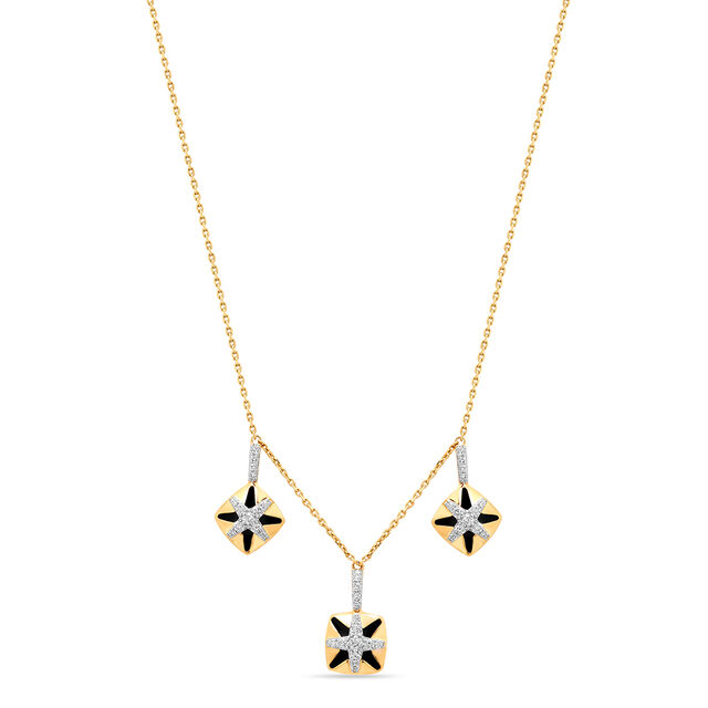 18KT Yellow Gold Geometric Sparkle Diamond Necklace,,hi-res image number null