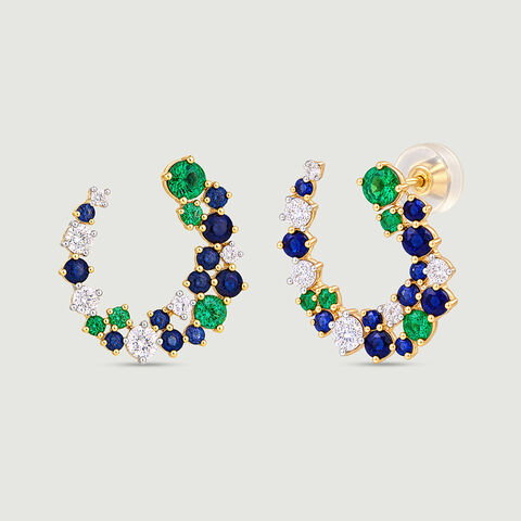 Luminous Curved Sapphire and Tsavorite Stud Earrings