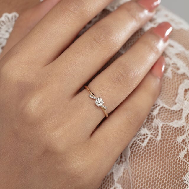 Starlit Heart 14 kt Gold & Diamond Finger Ring,,hi-res image number null