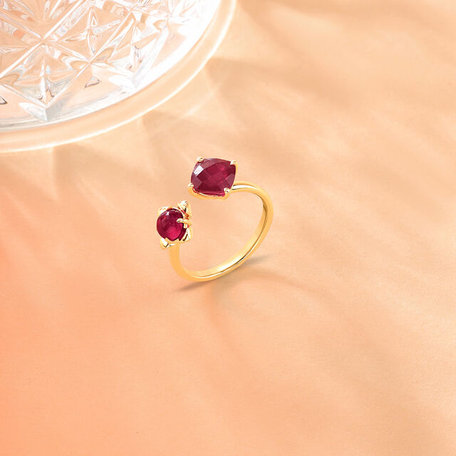 Crimson Clinks  14KT Ruby Finger Ring,,hi-res image number null