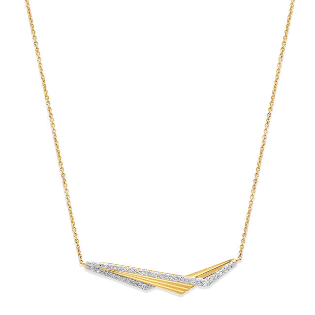 14KT Yellow Gold Stunning Wide-V Shaped Diamond Necklace,,hi-res image number null