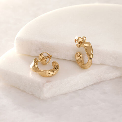 Twisted Sculpt Gold Hoop Earrings