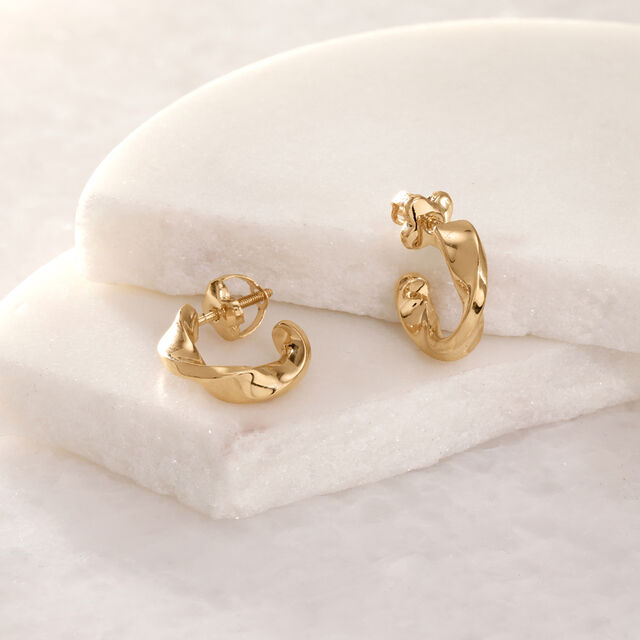 Twisted Sculpt Gold Hoop Earrings,,hi-res image number null