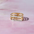 Sleek Layers Gold & Diamond Finger Ring,,hi-res view 1