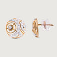 Laser Swirl Gold & Diamond Stud Earrings,,hi-res view 4