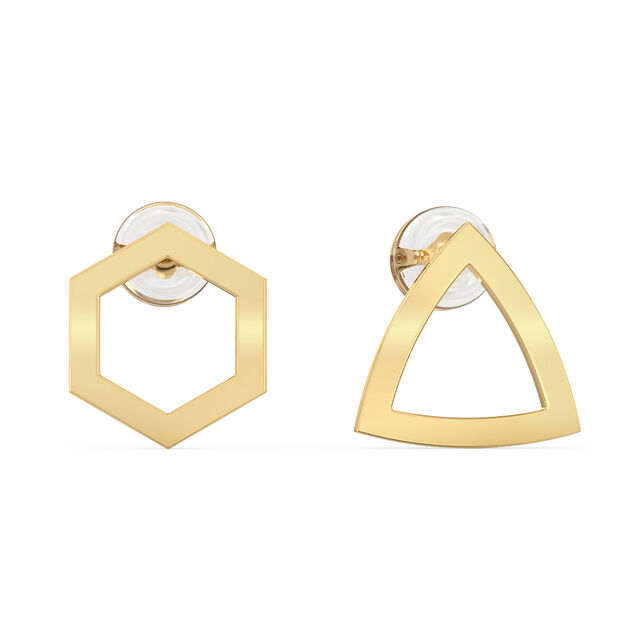 14KT Yellow Gold Binding Differences Stud Earrings,,hi-res view 2
