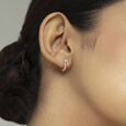 Sculpted Radiant Gold & Diamond Hoop Earrings,,hi-res view 2