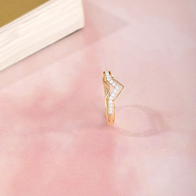 Bold Geometry Gold & Diamond Finger Ring,,hi-res image number null