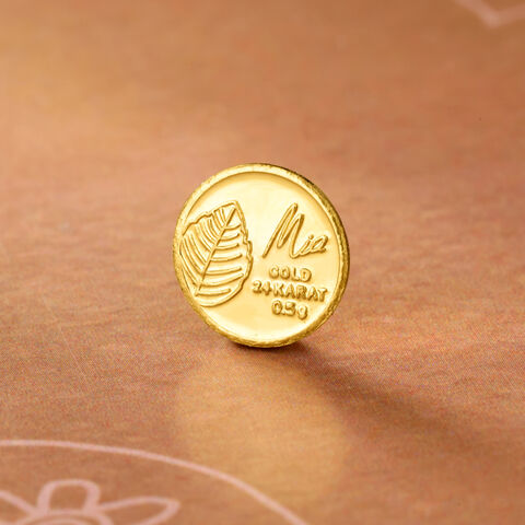 0.5 gm 24 Karat Tulsi Leaf Gold Coin (9999 Purity)
