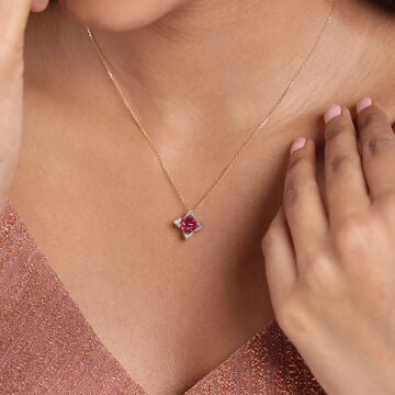 Scarlet Blooms Ruby & Diamond 14KT Pendant