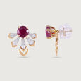 Radiant Spiral Ruby & Diamond Stud Earrings,,hi-res view 3