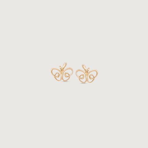 Cheerful Butterfly Gold Stud Earrings
