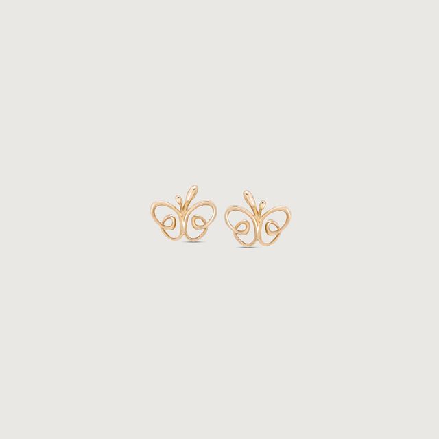 Cheerful Butterfly Gold Stud Earrings,,hi-res image number null