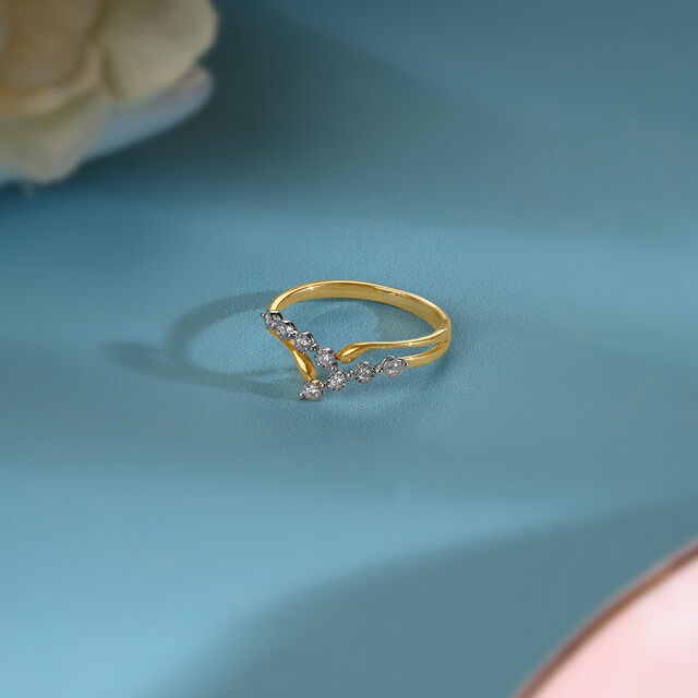 Sculpted Sparkler 14KT Gold & Diamond Finger Ring,,hi-res image number null