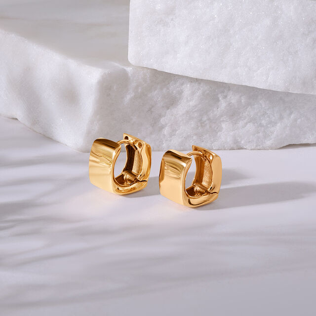 Contemporary Cube 18KT Gold Hoop Earrings,,hi-res image number null