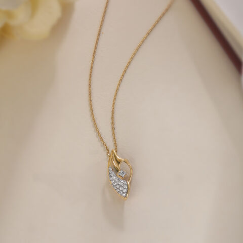 Golden Embrace 14 Kt Gold & Diamond Pendant with Chain