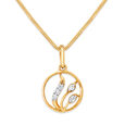 14KT Yellow Gold Whispering Leaves Diamond Pendant,,hi-res view 2