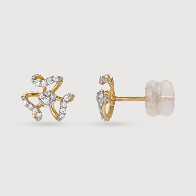 14KT Yellow Gold Diamond Stud Earrings,,hi-res image number null