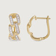 Twist Charm Gold & Diamond Hoop Earrings,,hi-res view 4