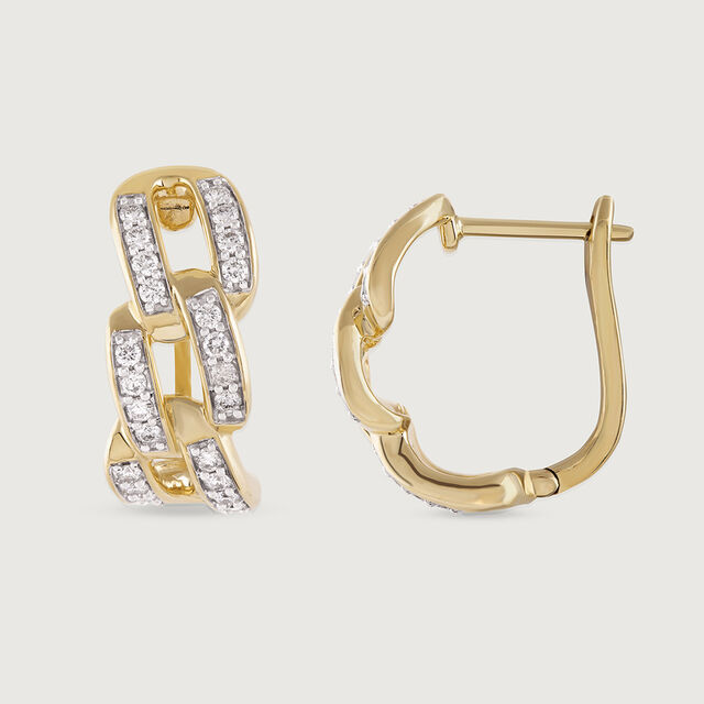 Twist Charm Gold & Diamond Hoop Earrings,,hi-res image number null