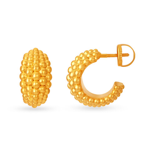22 KT Yellow Gold Beaded Stud Earrings