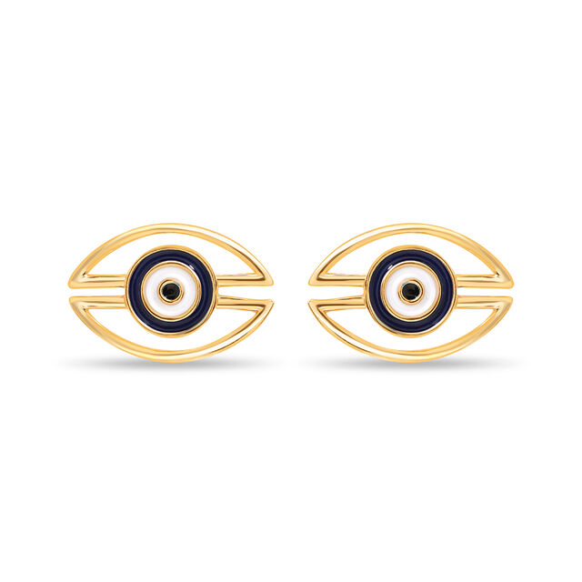14KT Yellow Gold Geometric Evil Eye Stud Earrings,,hi-res image number null