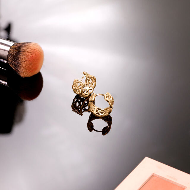 Intricate Lattice Gold Hoop Earrings,,hi-res image number null