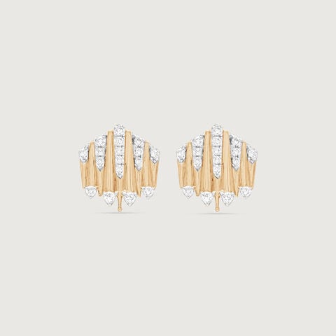 Striking Fanlight Diamond Stud Earrings