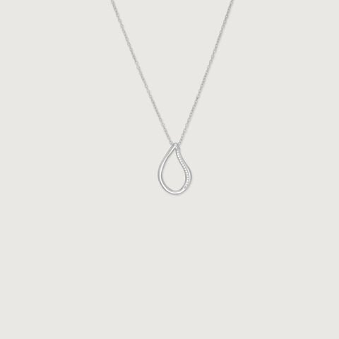 Fluid Teardrop Silver Necklace