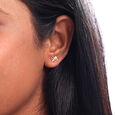 Entwined Hearts Pearl & Gold Stud Earrings,,hi-res view 2
