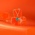 Sleek Contemporary Emerald Gold Pendant,,hi-res view 1