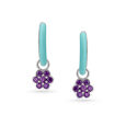 925 Silver Vibrant Floral Hoop Earrings with Amethysts,,hi-res view 3