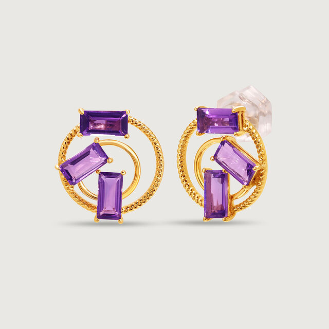 Buy Gilded Gem Trio 14KT Amethyst Stud Earrings Online Mia by