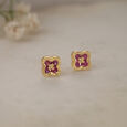 Ruby Blossom 14KT Gold & Diamond Stud Earrings,,hi-res view 1
