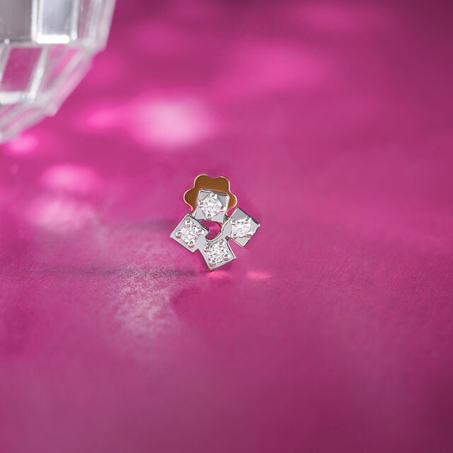 Retro Charm Gold & Diamond Nose Pin,,hi-res image number null