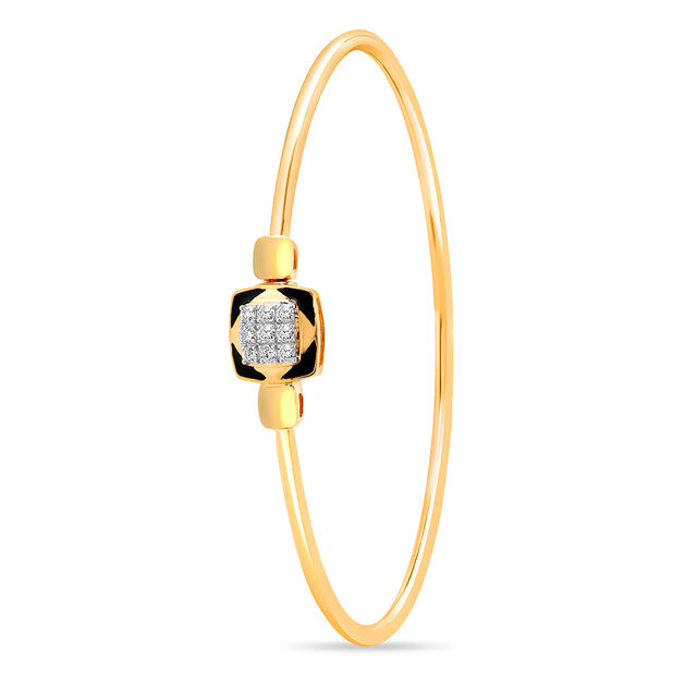 18 KT Yellow Gold Abstract Glimmer Diamond Bangle,,hi-res view 1