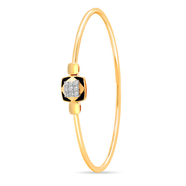 18KT Yellow Gold Abstract Glimmer Diamond Bangle,,hi-res view 1