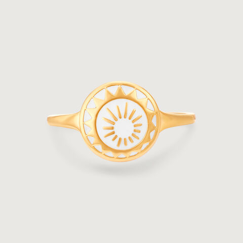 Luminous Sunset Enamel Gold Signet Ring