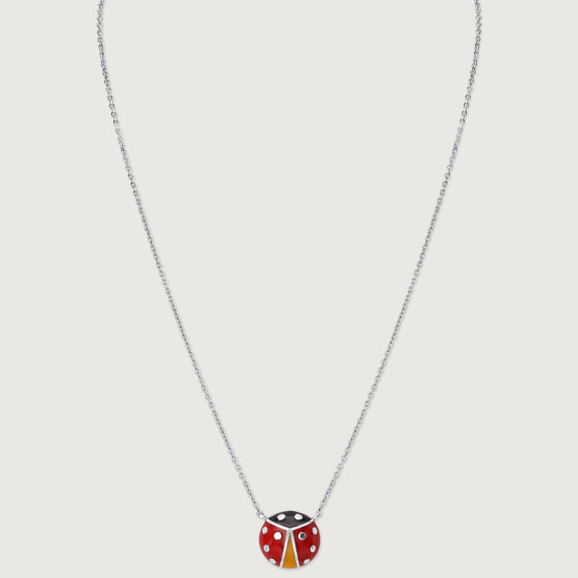 Whimsical Ladybug Silver Necklace,,hi-res image number null