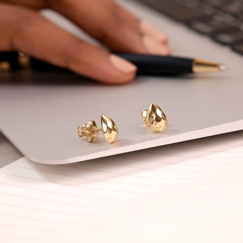 Facet Teardrop Gold Stud Earrings