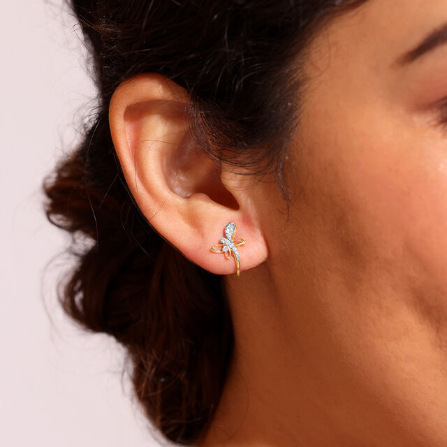 Dancing Butterfly Diamond Stud Earrings,,hi-res image number null